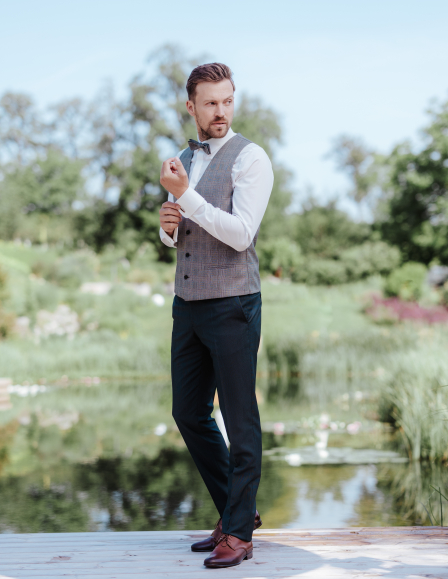 Vintage zöld kockás mellény