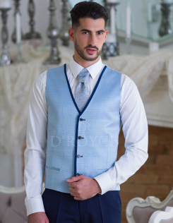 Világoskék díszmellény szett