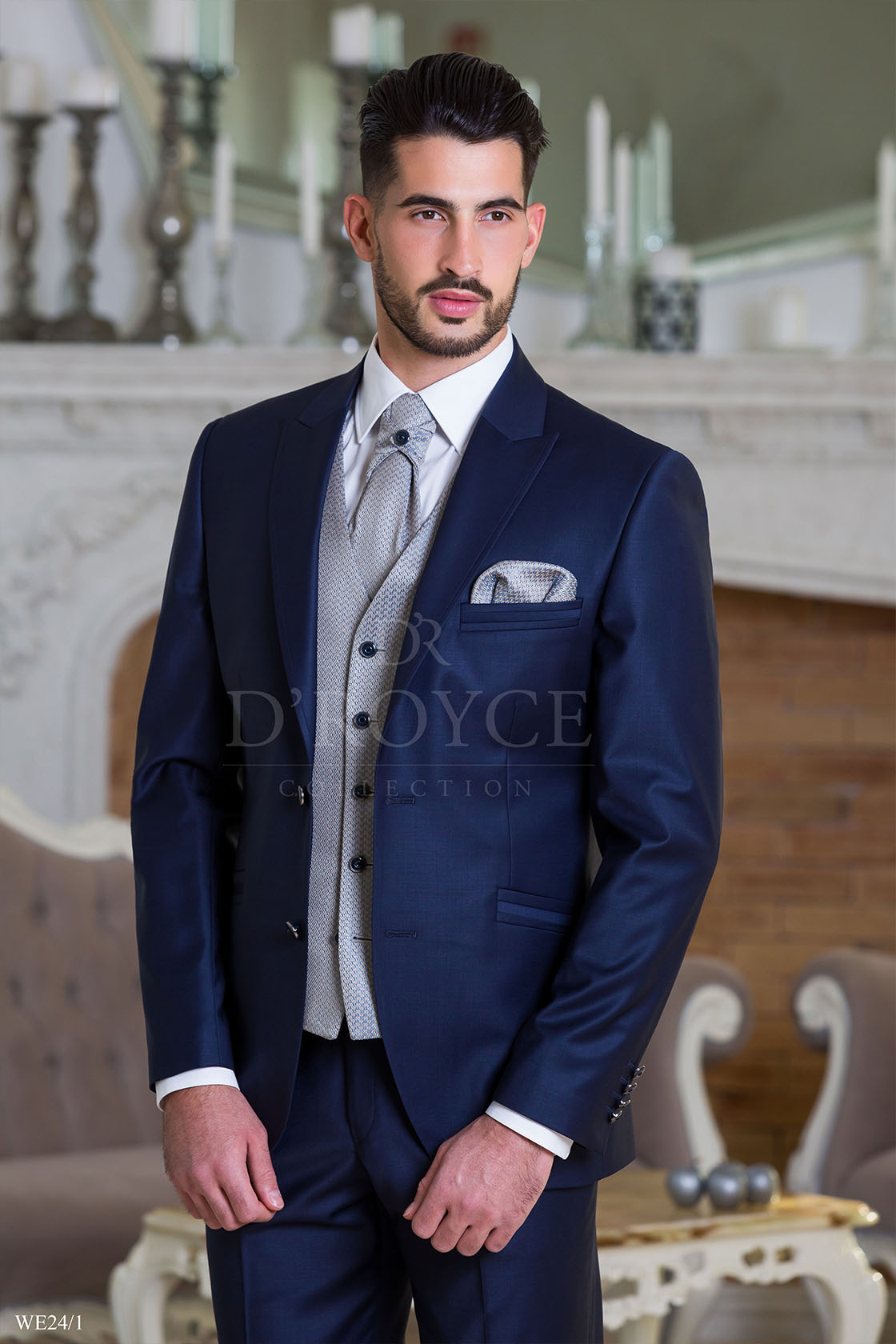 Esküvői öltöny 24, navy blue, díszmellény szettel